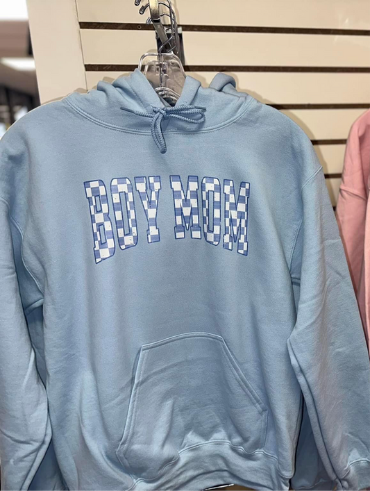 Checkered Boy Mom Hoodie